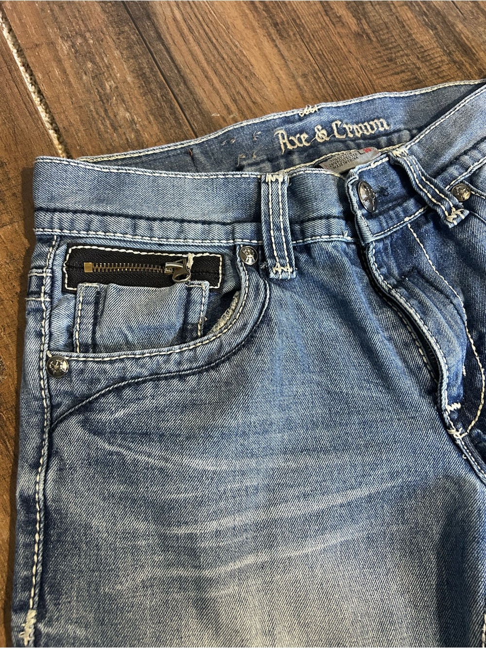 30x30 Axe & Crown Distressed Bootcut Jeans — Light Blue - Picture 4 of 7